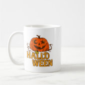 女性の微笑むカボチャ 月 星 アイズ ハロウィン ユーモア コーヒーマグカップ (左)
