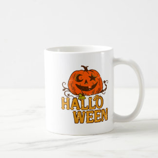 女性の微笑むカボチャ 月 星 アイズ ハロウィン ユーモア コーヒーマグカップ