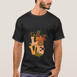女性の恋するノーム 紅葉の幸せ 秋の気配 Tシャツ