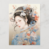 女性の恵伝統的み中国の ポストカード (正面)