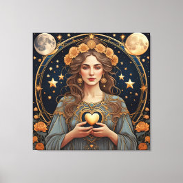 女性の情熱的なハート-タロット キャンバスプリント