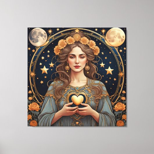 女性の情熱的なハート-タロット キャンバスプリント (正面)