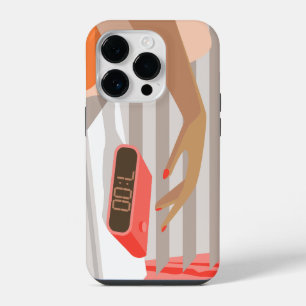 女性の手が目覚まし時計のスヌーズボタンを押している iPhone 14 PROケース