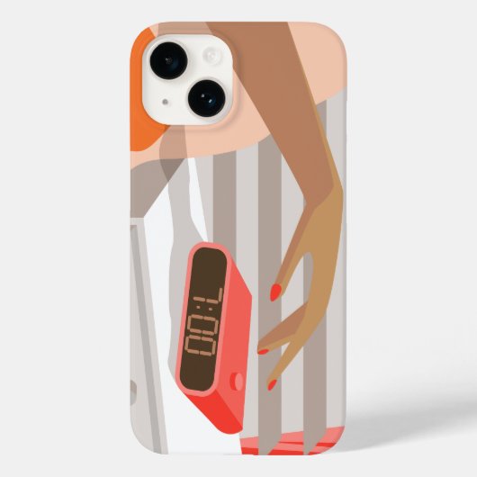 女性の手が目覚まし時計のスヌーズボタンを押す Case-Mate iPhoneケース (裏面)