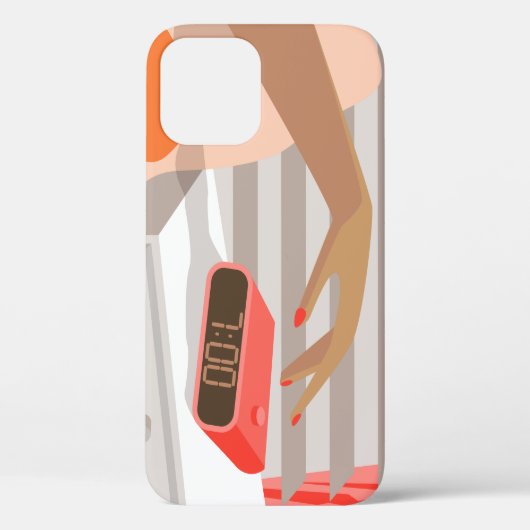 女性の手が目覚まし時計のスヌーズボタンを押す Case-Mate iPhoneケース (裏面)