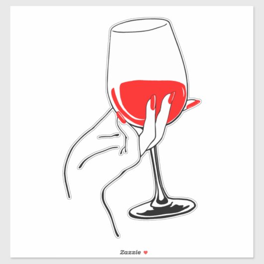 女性の手でワイングラスのアートを保持 シール (シート)