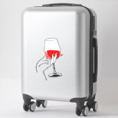 女性の手でワイングラスのアートを保持 シール (スーツケース)