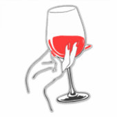 女性の手でワイングラスのアートを保持 シール (正面)