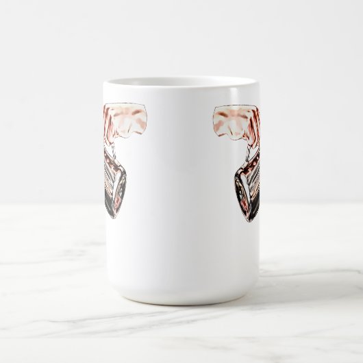 女性の手を注いでコーヒーデジタルアート絵画の コーヒーマグカップ (中央)