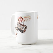 女性の手を注いでコーヒーデジタルアート絵画の コーヒーマグカップ (正面左)