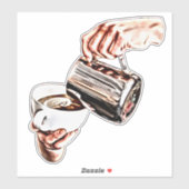 女性の手を注いでコーヒーデジタルアート絵画の シール (シート)