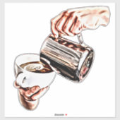 女性の手を注いでコーヒーデジタルアート絵画の シール (シート)