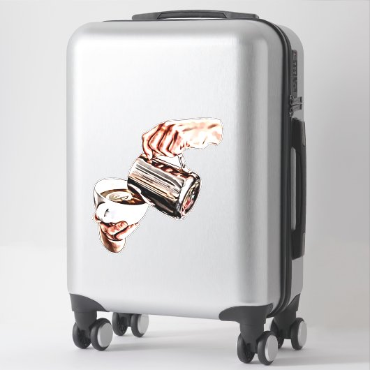 女性の手を注いでコーヒーデジタルアート絵画の シール (スーツケース)