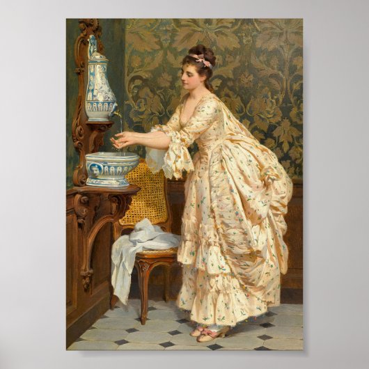 女性の手を洗う、ヴィンテージポートレート ポスター (正面)