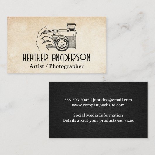 女性の手押さえカメラ 名刺 (正面/裏面)