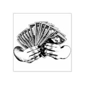 女性の手持ち金現金ドル紙幣アート ラバースタンプ (インプリント)