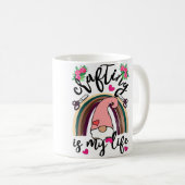 女性の手芸は私の人生 クラフター キルティング ミシン コーヒーマグカップ (正面右)
