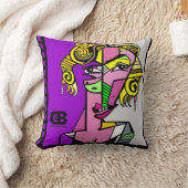 女性の抽象的な顔 クッション (ブランケット)