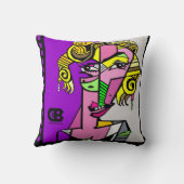 女性の抽象的な顔 クッション (裏面)