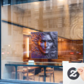 女性の抽象芸術のポートレート- 3Dエンボス ウィンドウサイン (カフェ窓)