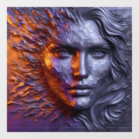 女性の抽象芸術のポートレート- 3Dエンボス ウィンドウサイン (シート)