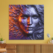 女性の抽象芸術のポートレート- 3Dエンボス キャンバスプリント (インサイチュ (リビング))
