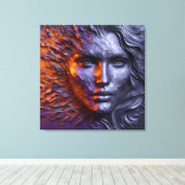 女性の抽象芸術のポートレート- 3Dエンボス キャンバスプリント (インサイチュ (ウッドフロア))