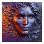 女性の抽象芸術のポートレート- 3Dエンボス フォトプリント (正面)