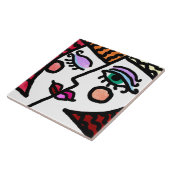 女性の抽象芸術顔 タイル (側面)