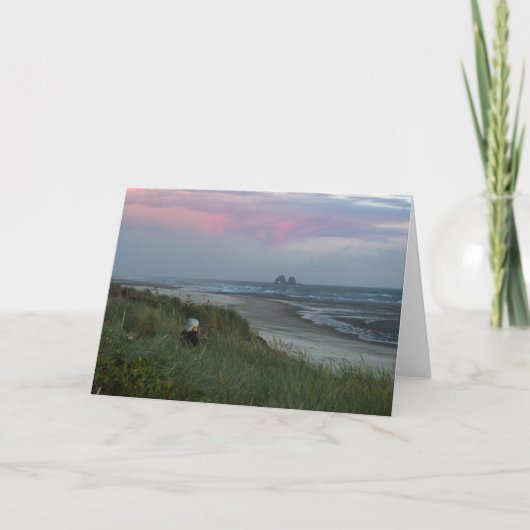 女性の挨拶状が付いている対の石 カード (正面)