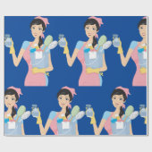 女性の掃除 ラッピングペーパー (フラット)