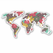 女性の旅行世界地図 シール (正面)