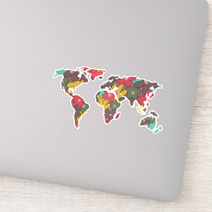 女性の旅行世界地図 シール
