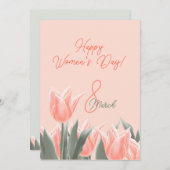 女性の日おめでとう!3月8日 国際的な春 シーズンカード (正面/裏面)