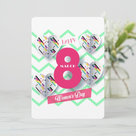 女性の日おめでとう!3月8日 国際的な祝日 シーズンカード (スタンド正面)