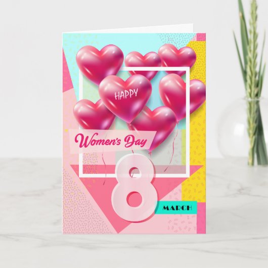 女性の日おめでとう！3月8日 国際的な祝日 招待状 (正面)