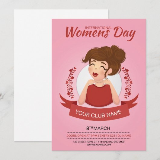 女性の日パーティー招待状 招待状 (正面/裏面)
