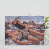 女性の日光浴ビーチ カード (スタンド正面)