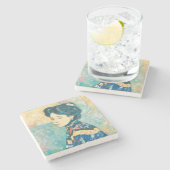 女性の日本のポートレート（藤島武二） ストーンコースター (横)