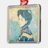 女性の日本のポートレート（藤島武二） メタルオーナメント (左)
