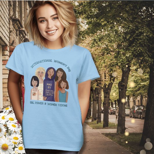 女性の日 | 女性の肖像 ブルー Tシャツ