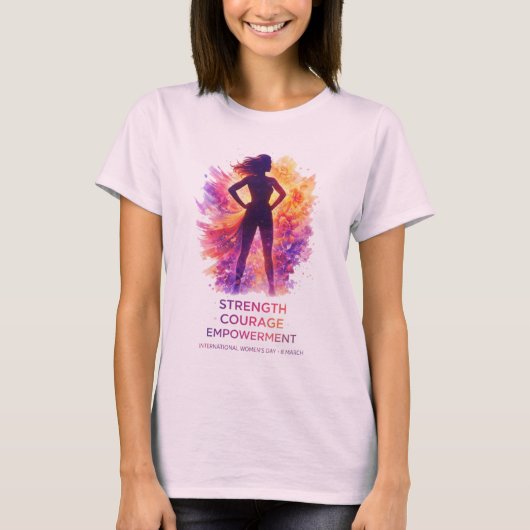 女性の日 3月8日 アートワーク 強さを祝おう Tシャツ (正面)