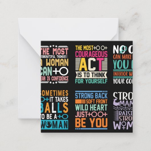 女性の日Tシャツデザイン ノートカード (正面)