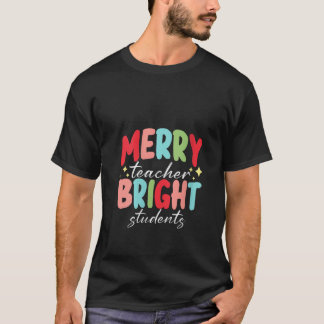 女性の明るい先生+幸せな生徒+かわいいクリスマス Tシャツ