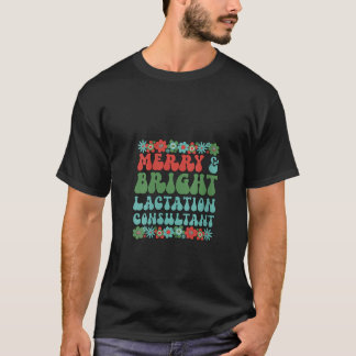 女性の明るい授乳コンサルタントのクリスマスラクタ Tシャツ