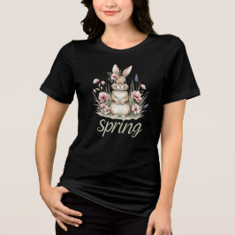 女性の春のウサギ トライブレンドＴシャツ