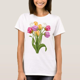 女性の春の花のためのチューリップのTシャツ Tシャツ