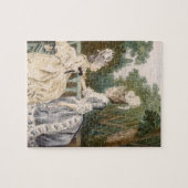 女性の昼間の礼服1771年(色の版木、銅版、版画) ジグソーパズル (横)