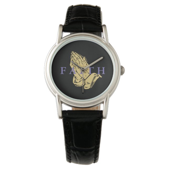 女性の時計手祈りの言葉信仰 腕時計 (正面)