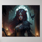 女性の暗いファンタジーアニメアートのポスター ポスター (正面)